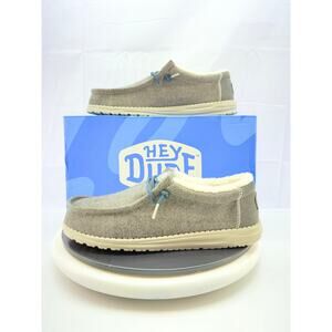 Hey Dude Wally Herringbone Mens Size 10 Choco Gray Casual Shoes 40465-2YX Sherpa